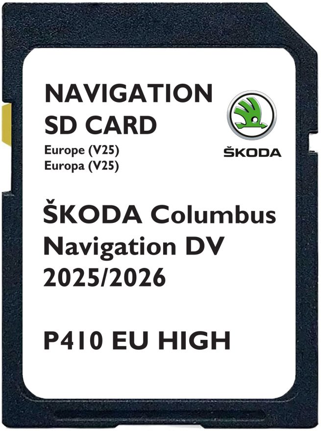 Skoda Columbus Navigation DV V25 SD Karte Europa 2025-2026